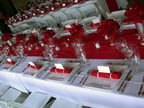 decoration table mariage rouge et blanc
